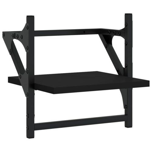 4-Piece Wall Shelf Set with Bars Black Engineered Wood - Image 9