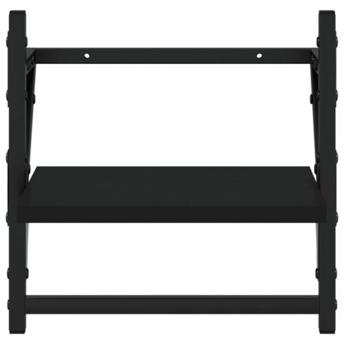 4-Piece Wall Shelf Set with Bars Black Engineered Wood - Image 10