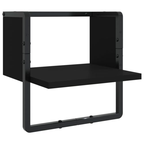 4-Piece Wall Shelf Set with Bars Black Engineered Wood - Image 6
