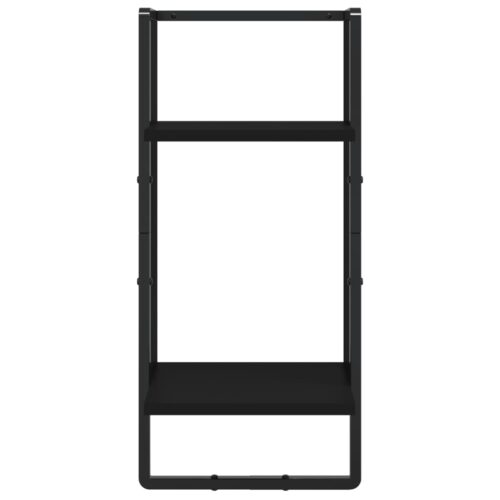 4-Piece Wall Shelf Set with Bars Black Engineered Wood - Image 7