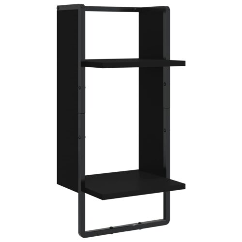 4-Piece Wall Shelf Set with Bars Black Engineered Wood - Image 8