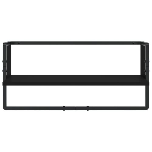 4-Piece Wall Shelf Set with Bars Black Engineered Wood - Image 9
