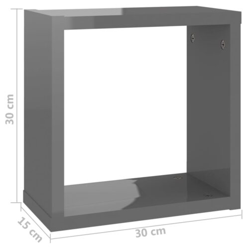 Wall Cube Shelves 6pcs High Gloss Grey 30x15x30cm - Image 11