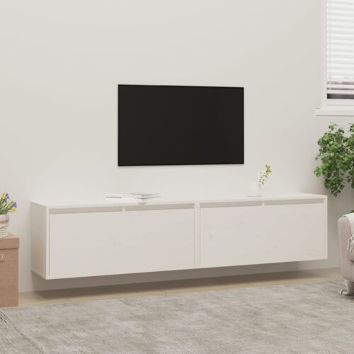 Wall Cabinets 2pcs White 80x30x35cm Solid Wood Pine