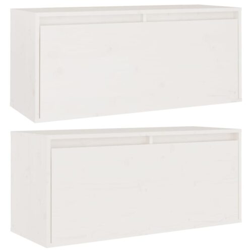 Wall Cabinets 2pcs White 80x30x35cm Solid Wood Pine - Image 4