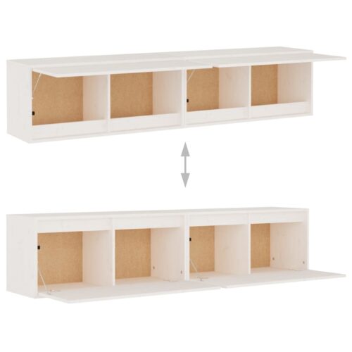 Wall Cabinets 2pcs White 80x30x35cm Solid Wood Pine - Image 8