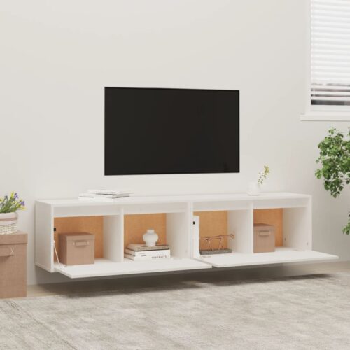 Wall Cabinets 2pcs White 80x30x35cm Solid Wood Pine - Image 11