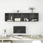 Wall Cabinets 4pcs High Gloss Grey 37x37x37cm Engineered Wood