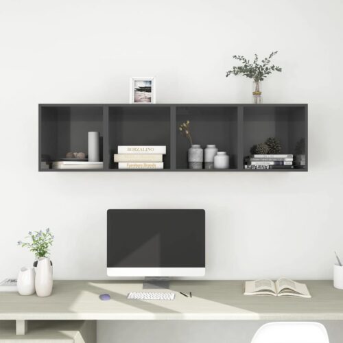 Wall Cabinets 4pcs High Gloss Grey 37x37x37cm Engineered Wood