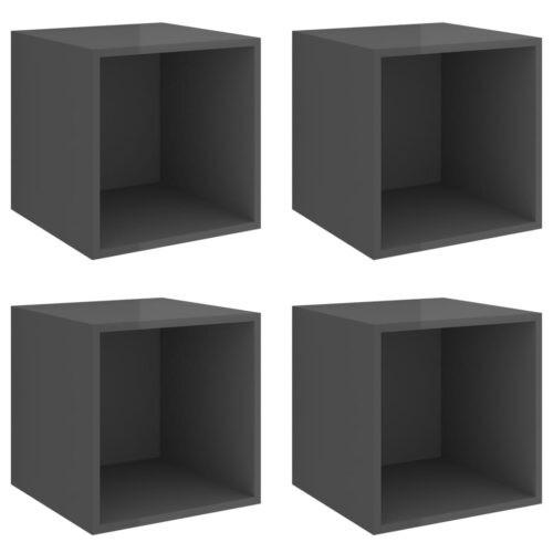 Wall Cabinets 4pcs High Gloss Grey 37x37x37cm Engineered Wood - Image 2