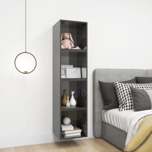 Wall Cabinets 4pcs High Gloss Grey 37x37x37cm Engineered Wood - Image 4