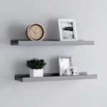 Picture Frame Ledge Shelves 2pcs Grey 60x9x3cmmDF