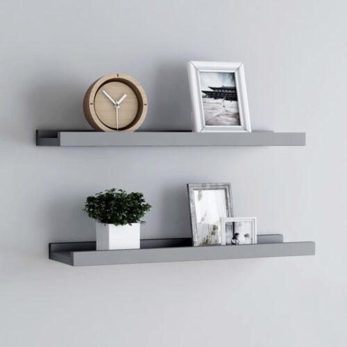 Picture Frame Ledge Shelves 2pcs Grey 60x9x3cmmDF