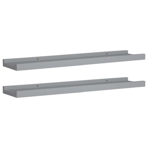 Picture Frame Ledge Shelves 2pcs Grey 60x9x3cmmDF - Image 2