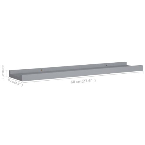 Picture Frame Ledge Shelves 2pcs Grey 60x9x3cmmDF - Image 8