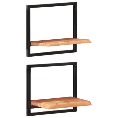 Wall Shelves 2pcs 40x24x35cm Solid Wood Acacia Steel