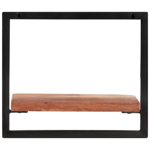 Wall Shelves 2pcs 40x24x35cm Solid Wood Acacia Steel - Image 3