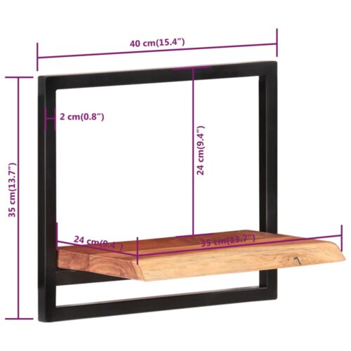 Wall Shelves 2pcs 40x24x35cm Solid Wood Acacia Steel - Image 7