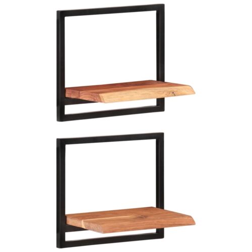 Wall Shelves 2pcs 40x24x35cm Solid Wood Acacia Steel - Image 8