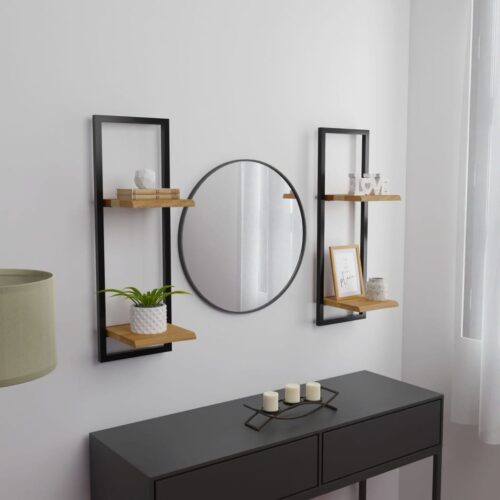 Wall Shelves 2pcs 25x25x75cm Solid Wood Acacia Steel - Image 10