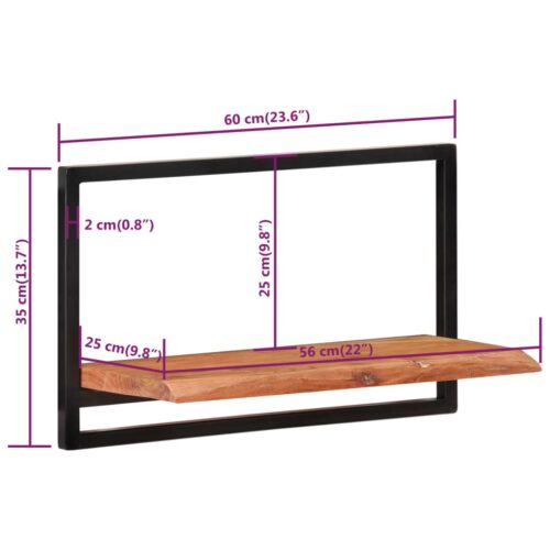 Wall Shelves 2pcs 60x25x35cm Solid Wood Acacia Steel - Image 7