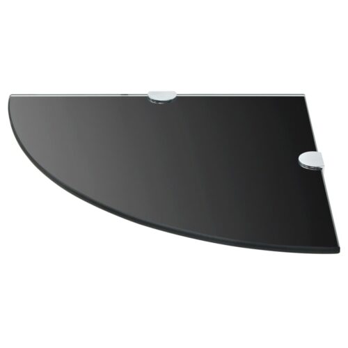 Corner Shelf with Chrome Supports Glass Black 25x25cm - Image 2