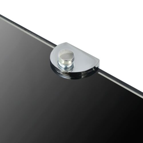 Corner Shelf with Chrome Supports Glass Black 25x25cm - Image 5