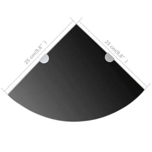 Corner Shelf with Chrome Supports Glass Black 25x25cm - Image 6