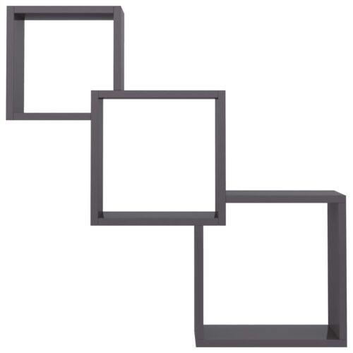 Cube Wall Shelves High Gloss Grey 68x15x68cm Engineered Wood - Image 4