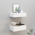 Wall-mounted Drawer Shelves 2pcs White 40x23.5x10cm MDF