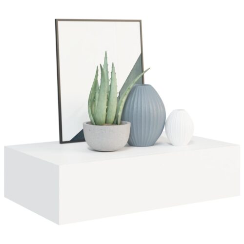 Wall-mounted Drawer Shelves 2pcs White 40x23.5x10cm MDF - Image 3