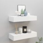 Wall-mounted Drawer Shelves 2pcs White 60x23.5x10cm MDF