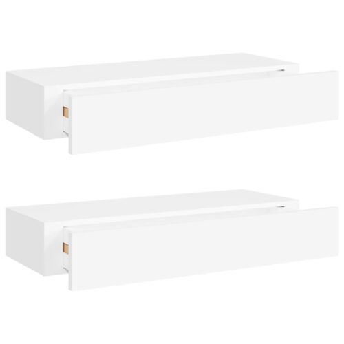 Wall-mounted Drawer Shelves 2pcs White 60x23.5x10cm MDF - Image 2