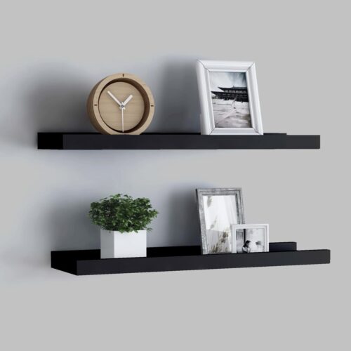 Picture Frame Ledge Shelves 2pcs Black 40x9x3cmmDF