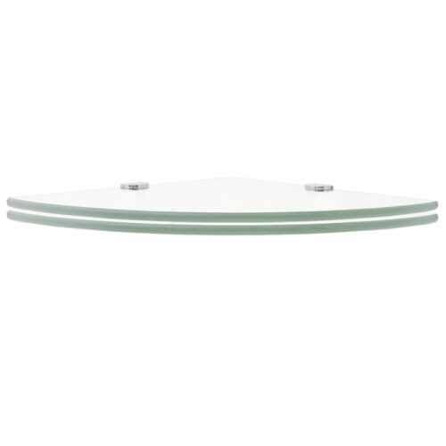 Corner Shelves 2pcs with Chrome Supports Glass Clear 25x25cm - Image 2