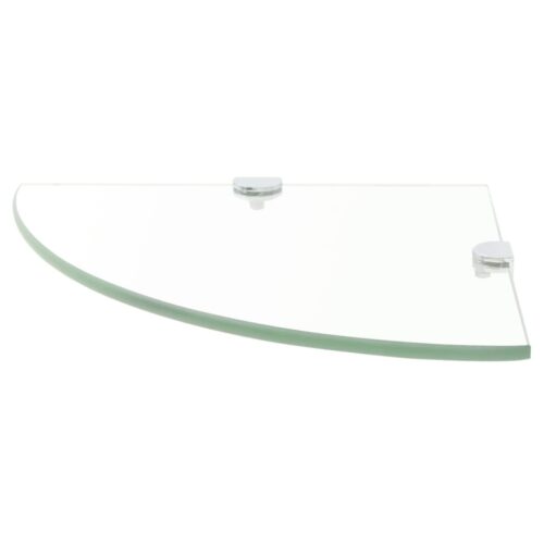 Corner Shelves 2pcs with Chrome Supports Glass Clear 25x25cm - Image 3