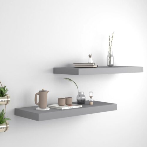 Floating Wall Shelves 2pcs Grey 60x23.5x3.8cm MDF
