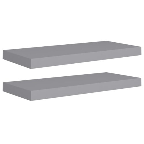 Floating Wall Shelves 2pcs Grey 60x23.5x3.8cm MDF - Image 2