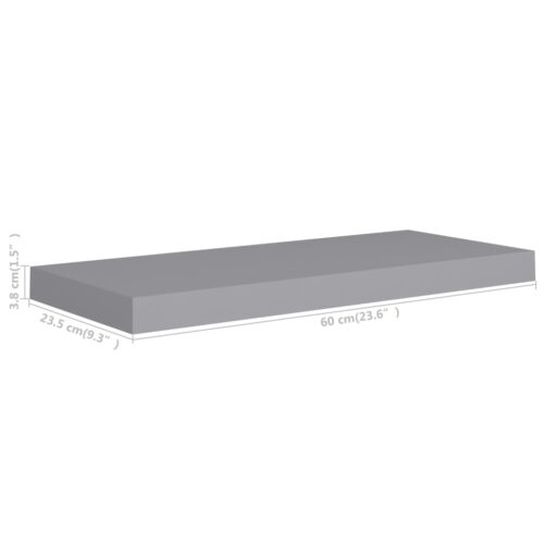 Floating Wall Shelves 2pcs Grey 60x23.5x3.8cm MDF - Image 8