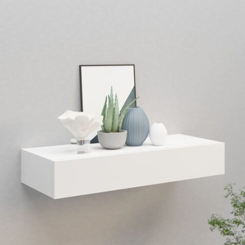 Wall-mounted Drawer Shelf White 60x23.5x10cm MDF