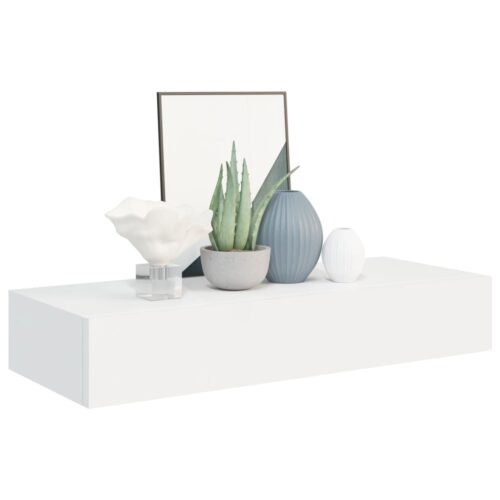 Wall-mounted Drawer Shelf White 60x23.5x10cm MDF - Image 3