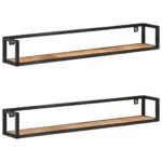 Wall Shelves 2pcs 120cm Rough Mango Wood