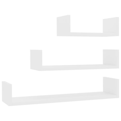 Wall Display Shelf 3pcs White Engineered Wood - Image 2