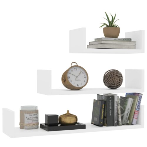 Wall Display Shelf 3pcs White Engineered Wood - Image 3