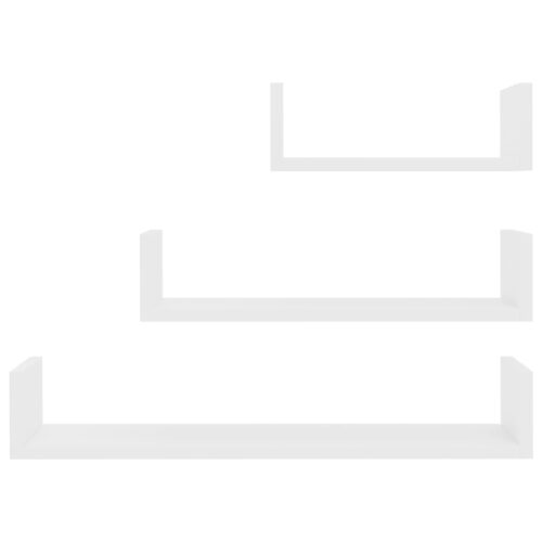 Wall Display Shelf 3pcs White Engineered Wood - Image 4