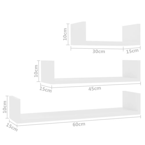 Wall Display Shelf 3pcs White Engineered Wood - Image 6