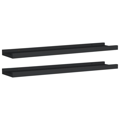Picture Frame Ledge Shelves 2pcs Black 60x9x3cmmDF - Image 2