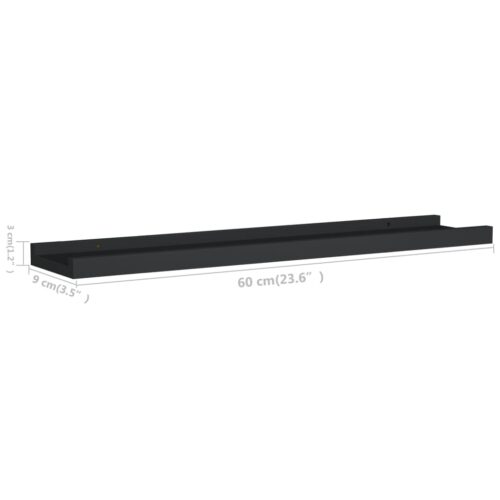 Picture Frame Ledge Shelves 2pcs Black 60x9x3cmmDF - Image 8