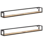 Wall Shelves 2pcs 160cm Rough Mango Wood