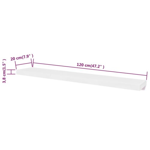 2 White MDF Floating Wall Display Shelves Book/DVD Storage - Image 5